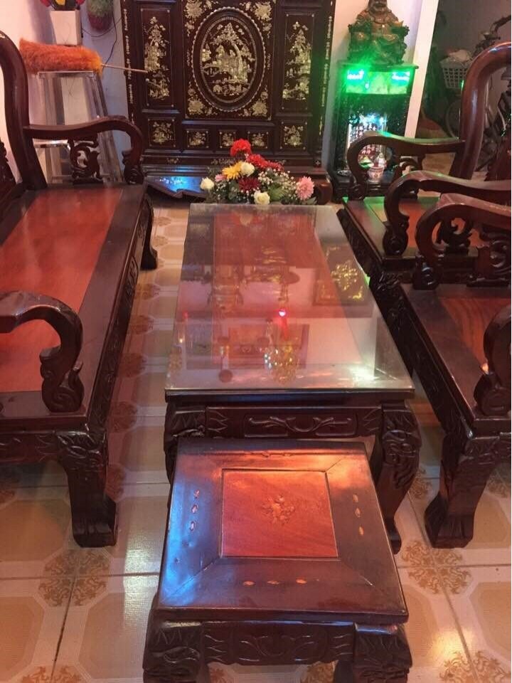 Bộ salon gỗ chàm mặt gõ đỏ